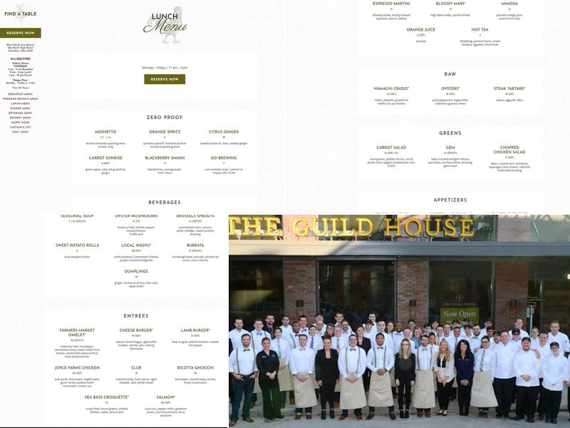 The Guild House Menu