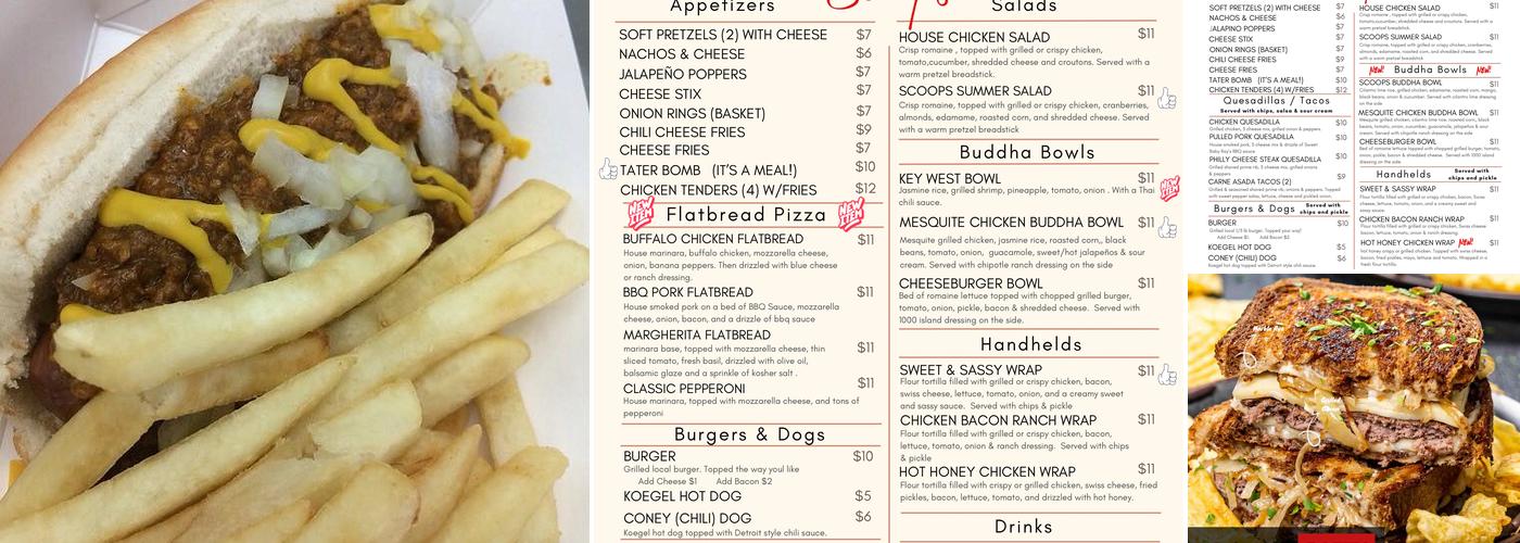 Scoops Menu