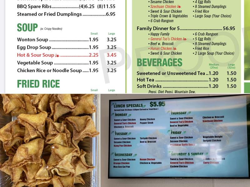 Green Tea Chinese Drive Thru Menu