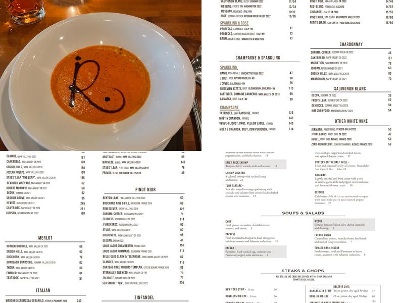 Republic Chophouse Menu