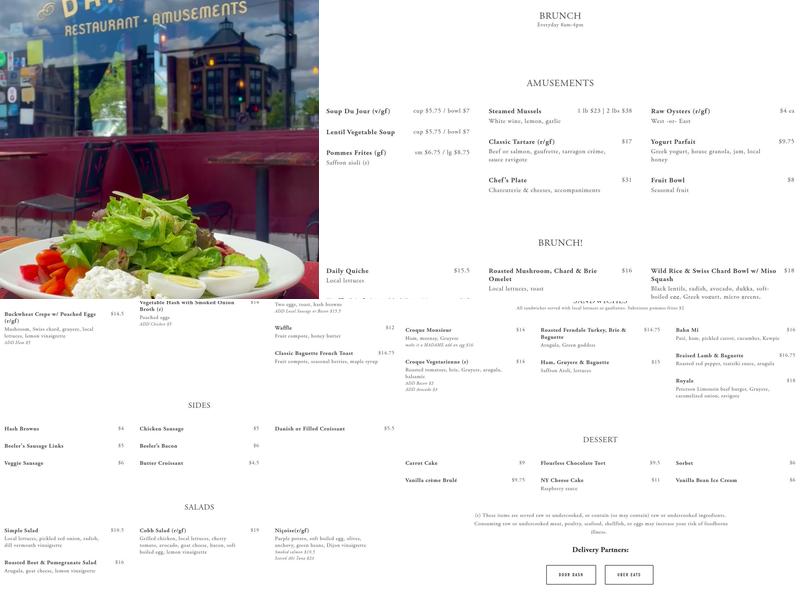 Barbette Menu