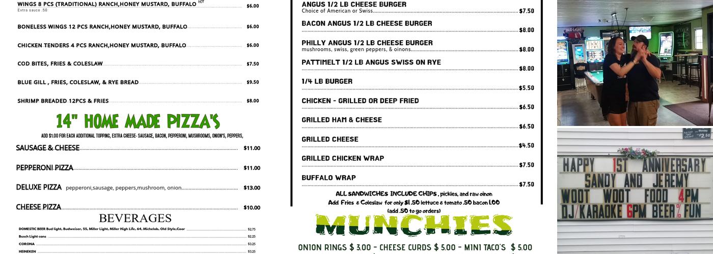 Thirsty Bear's Pub Menu