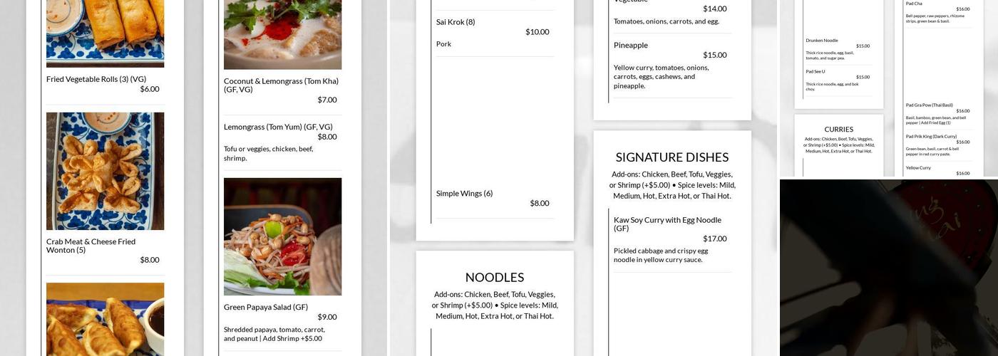 Swing Thai Tennyson Menu