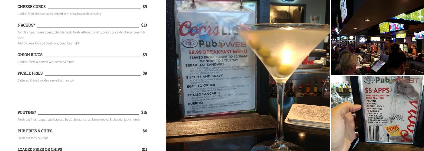 Pub West Menu