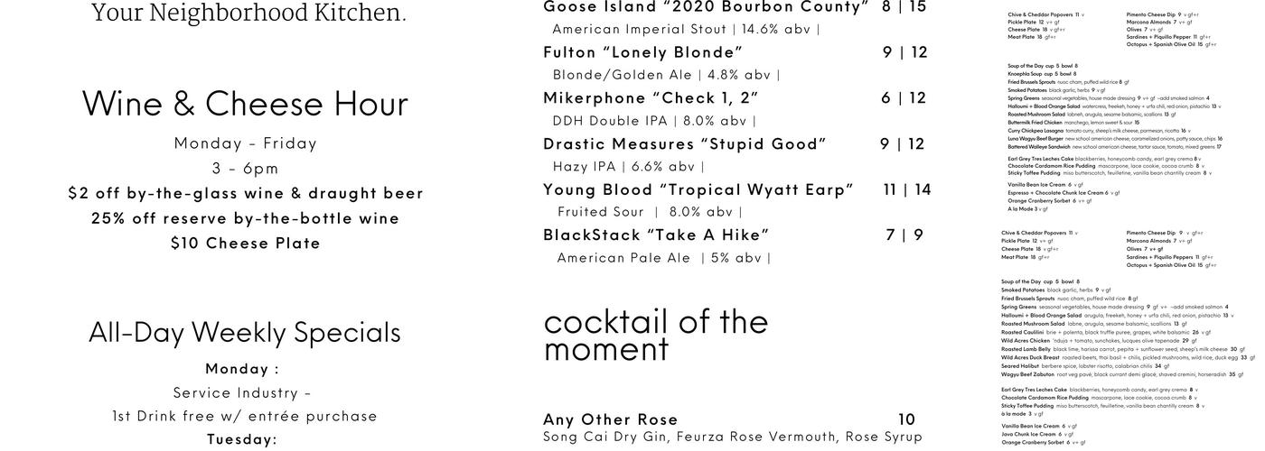 Luna Fargo Menu