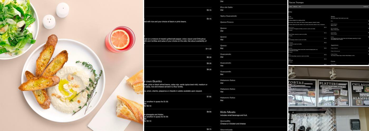 Tacos Trompo Menu