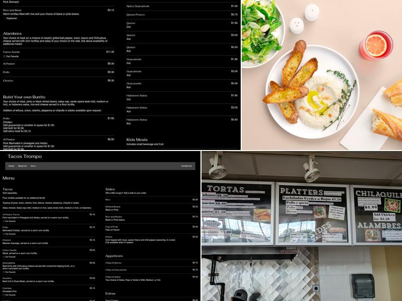 Tacos Trompo Menu