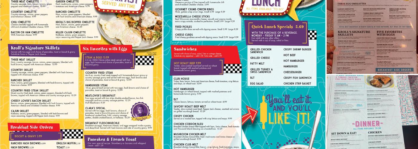 Kroll's Diner Menu