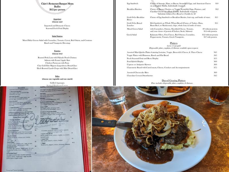 Claire's Restaurant and Bar Menu