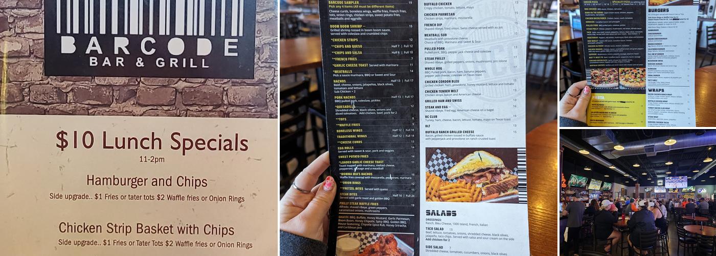 Barcode Bar & Grill Menu