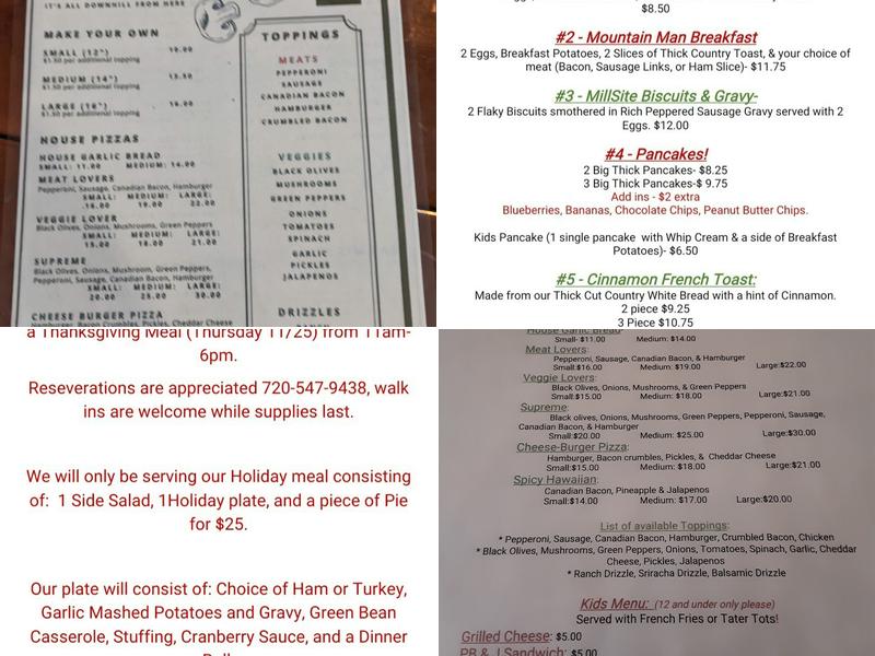 Millsite Inn Menu