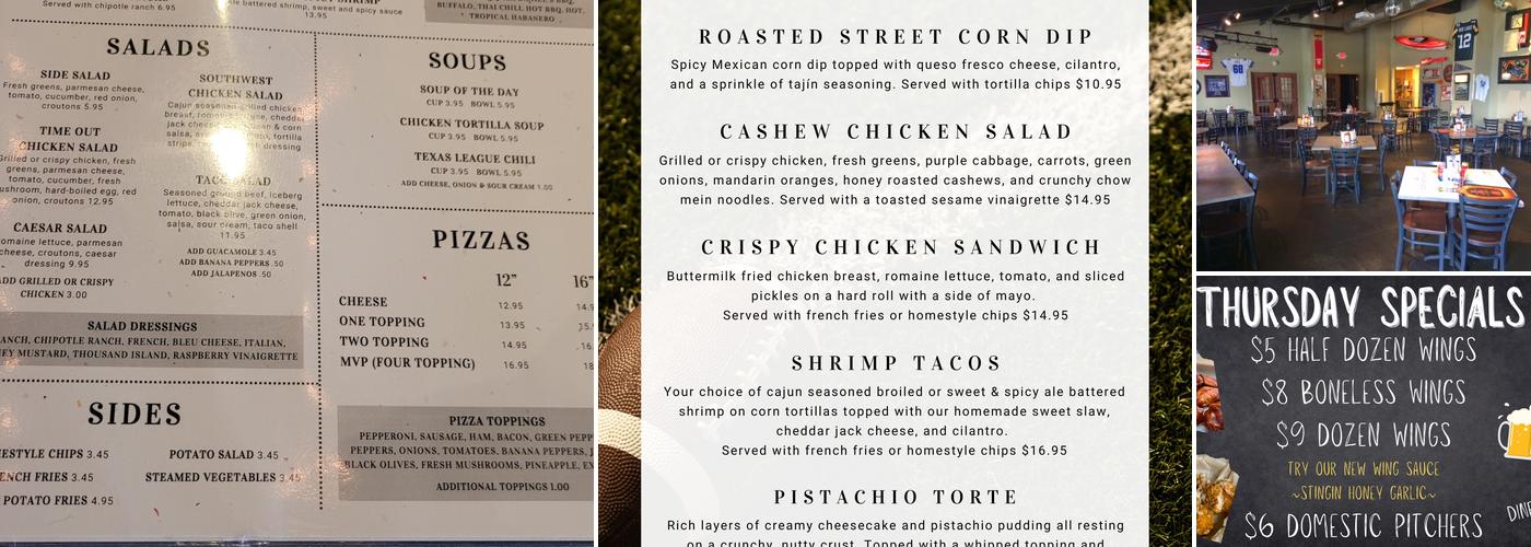 Time Out Sports Bar & Grill Menu