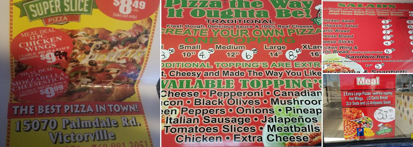 Super Slice Pizza Menu