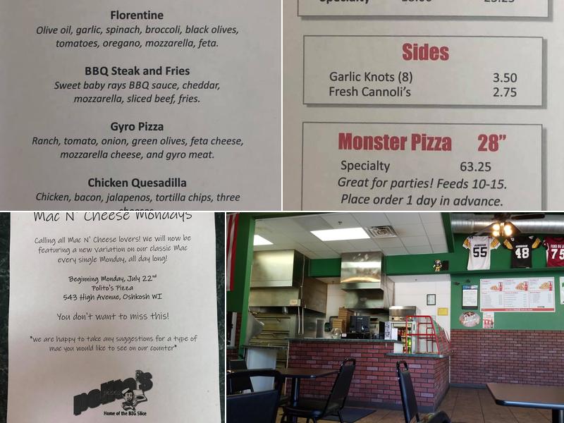 Polito’s Pizza Menu