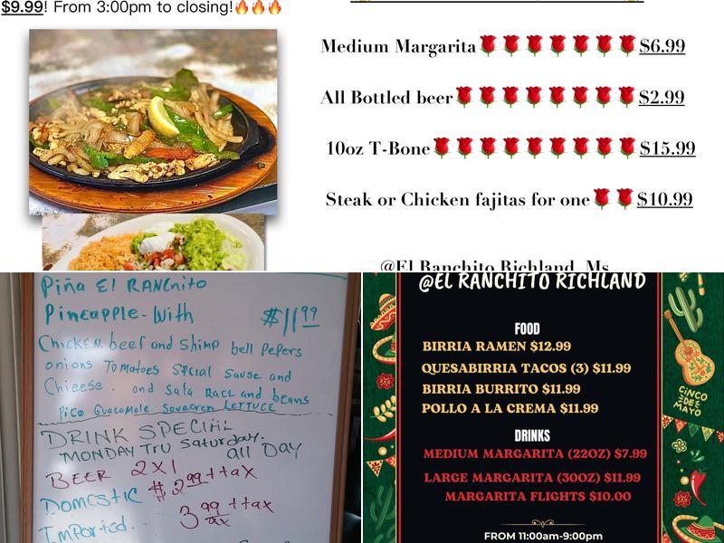El Ranchito Menu