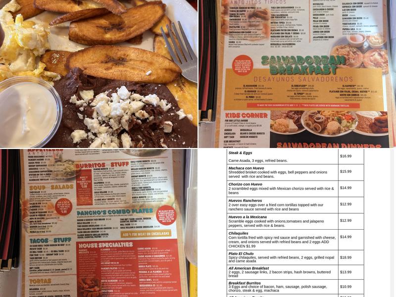 Pancho's Menu