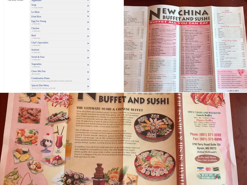 New China Buffet & Sushi Menu