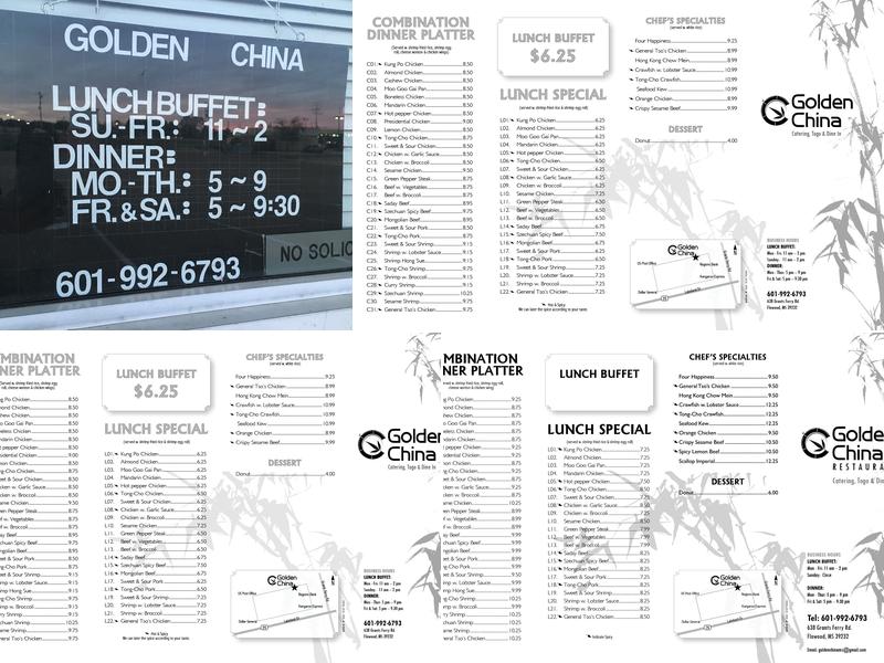 Golden China Restaurant Menu