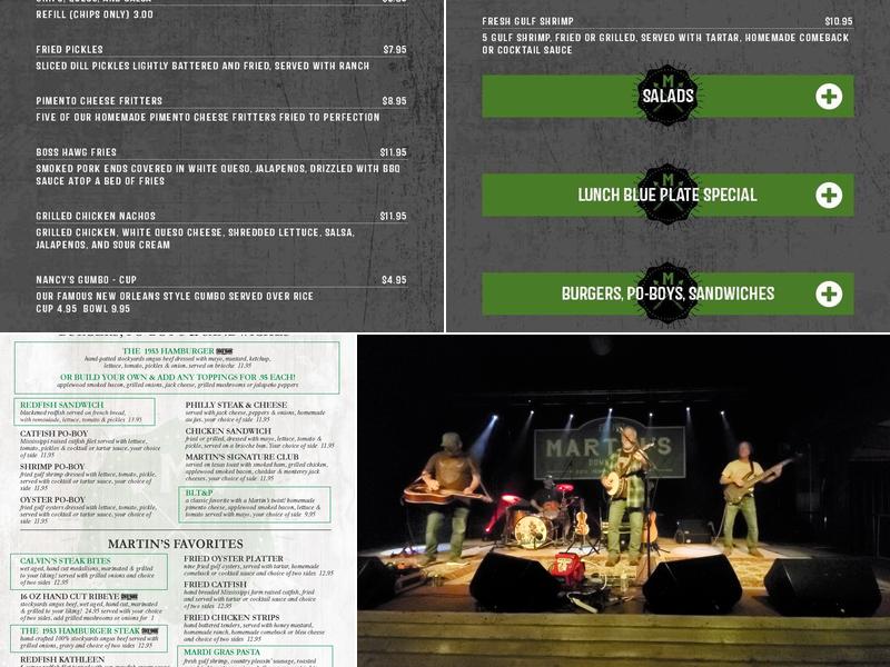 Martin's Downtown Menu