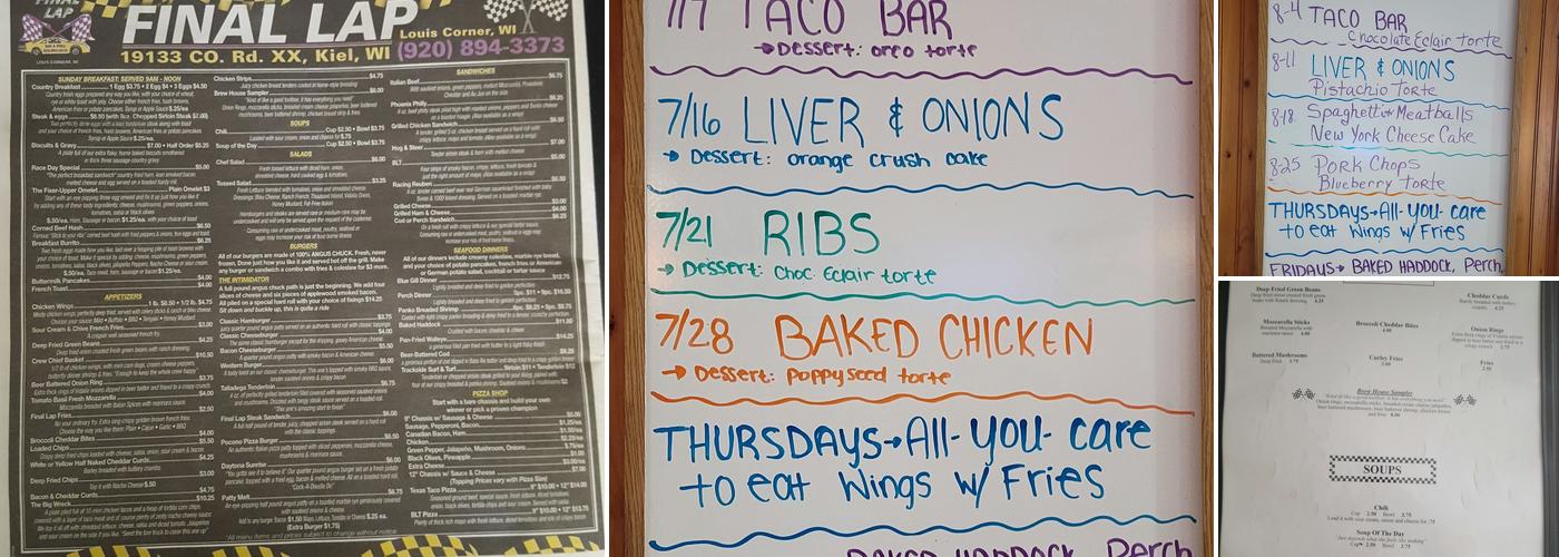 Final Lap Bar & Grill Menu