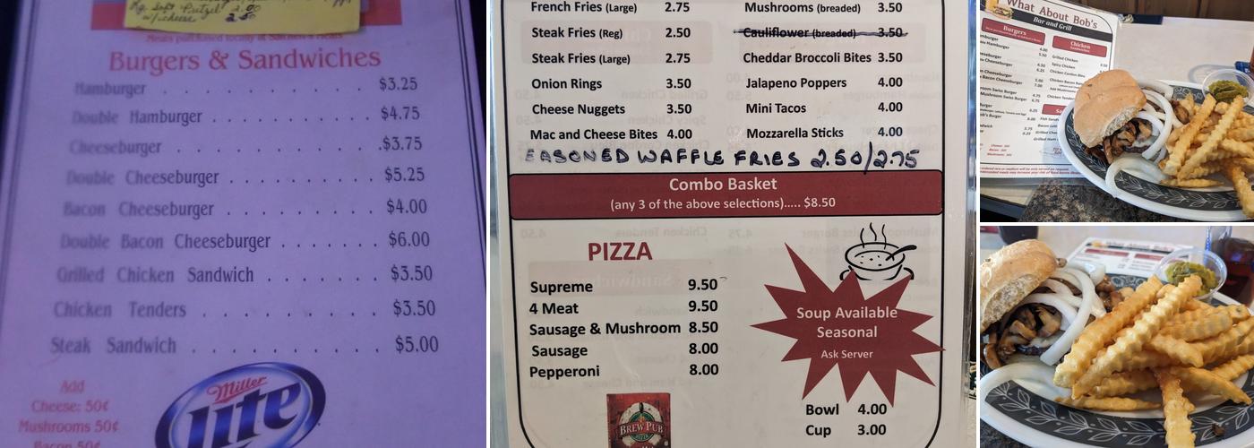 What About Bob's Bar And Grill Menu