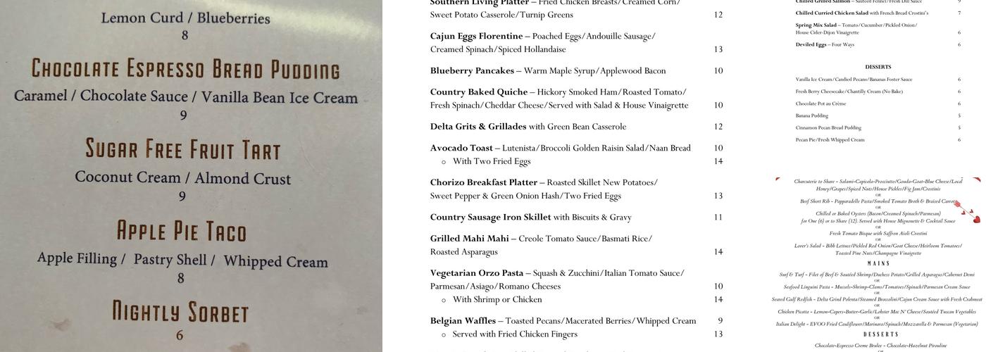 1908 Provisions Menu