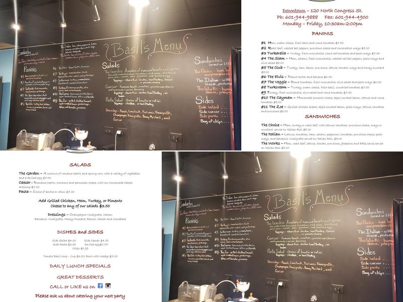 Basil's Downtown Menu