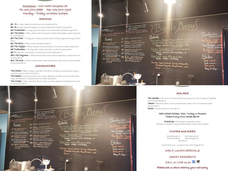 Basil's Downtown Menu