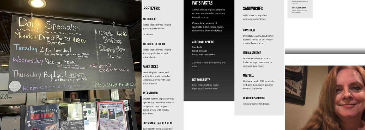 Cranky Pat's Pizzeria Menu