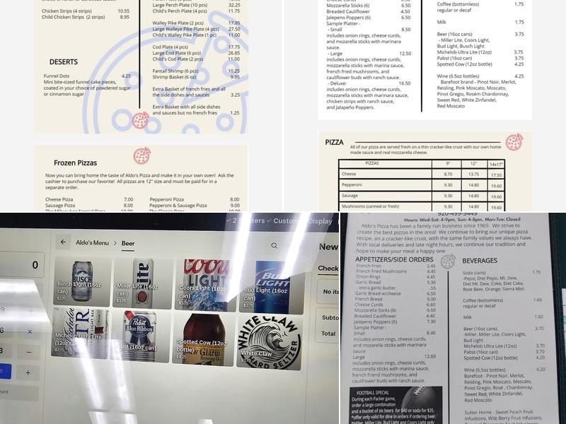 Aldo's Pizza Menu