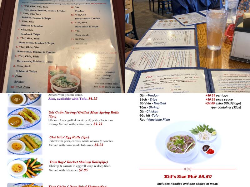 Pho Duy Menu