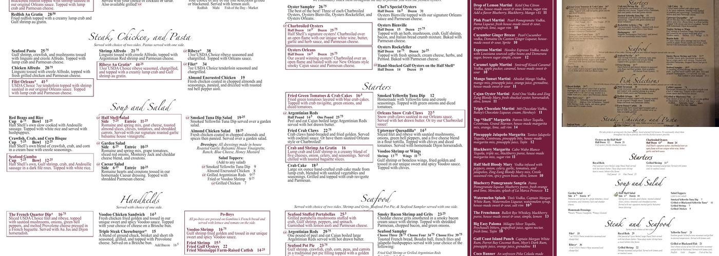 Half Shell Oyster House Menu