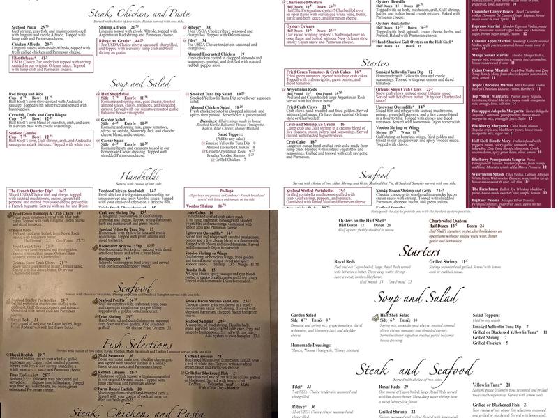 Half Shell Oyster House Menu
