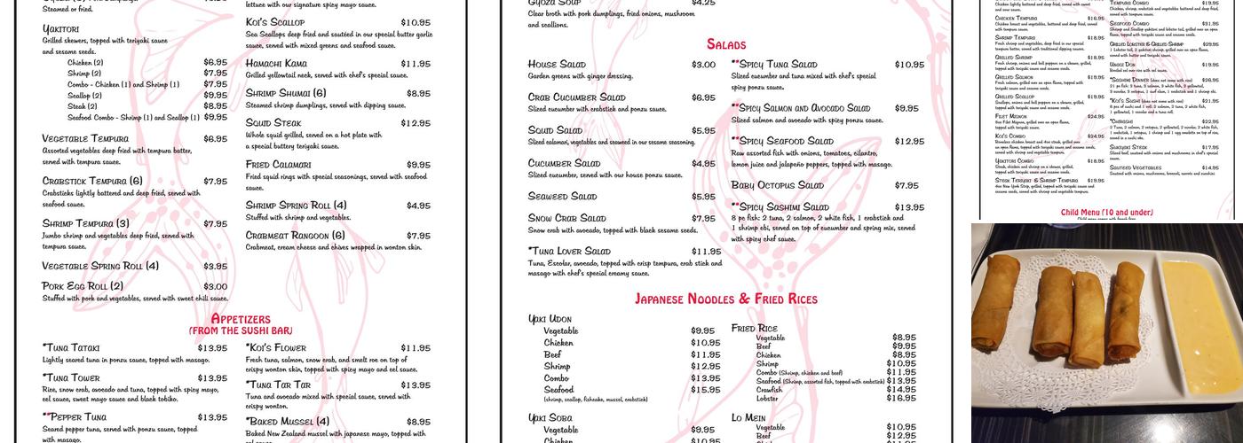 Koi Sushi Menu