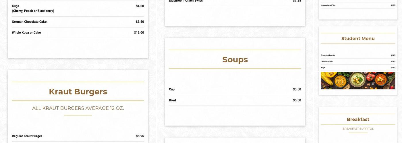 Cinn Sations Menu