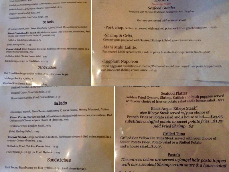 Front Porch Cafe Menu