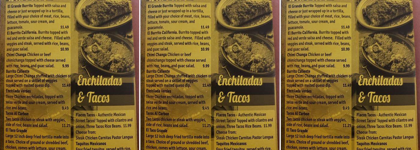 El Rancho Menu