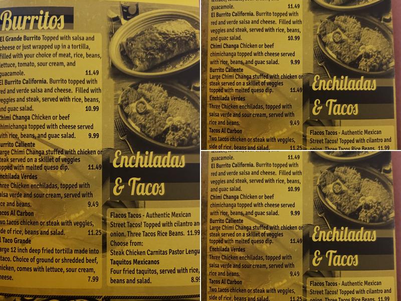 El Rancho Menu