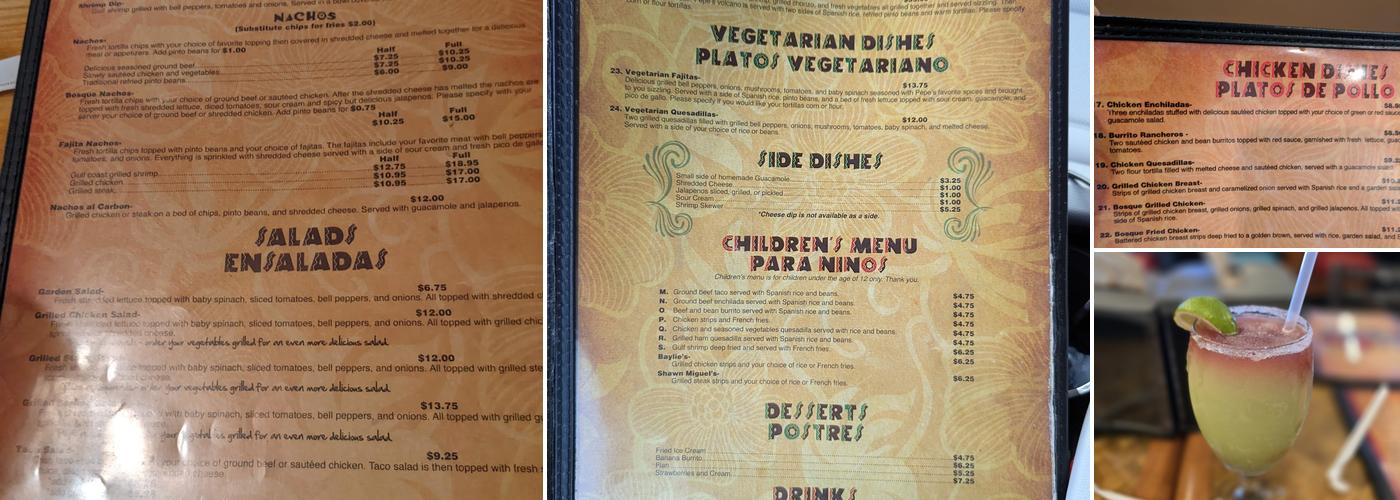 Pepe’s Bosque Mexican Grill Menu
