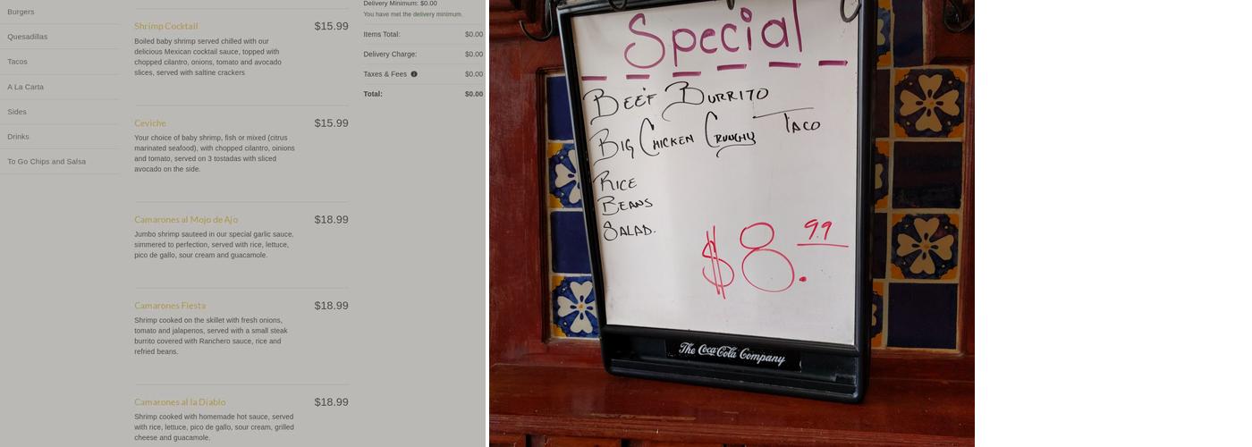 Juan Tequila's Menu