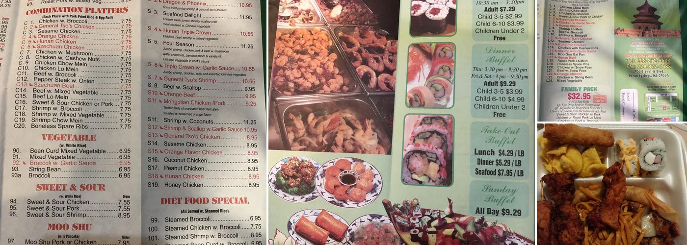 Dynasty Buffet Menu