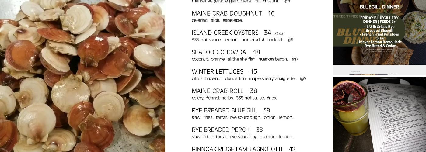 Three Three Five Menu