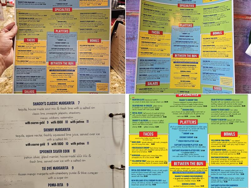 Shaggy's Gulfport Beach Menu