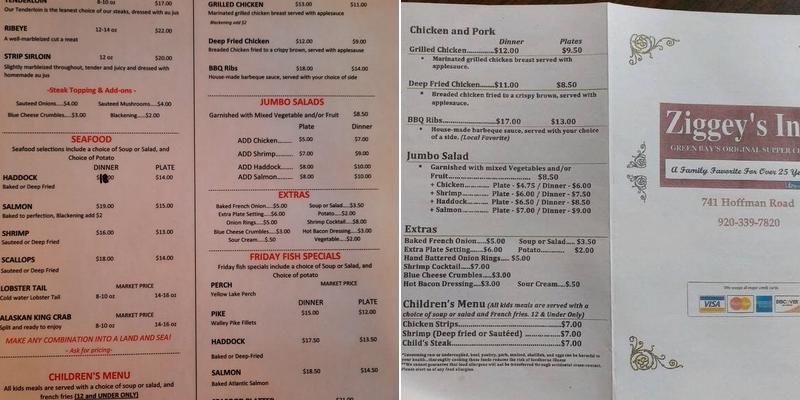 Ziggey's Inn Menu