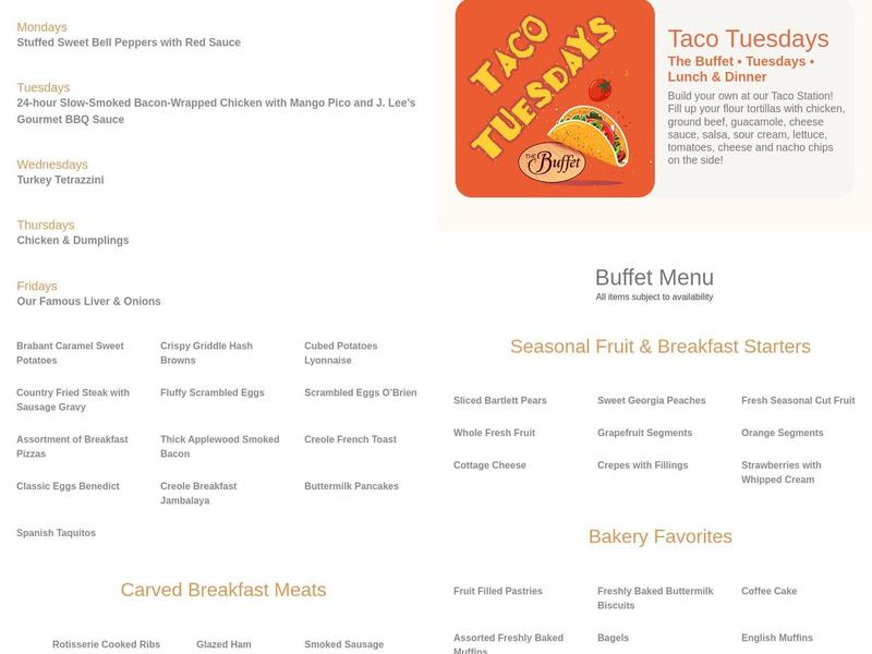 The Buffet Menu