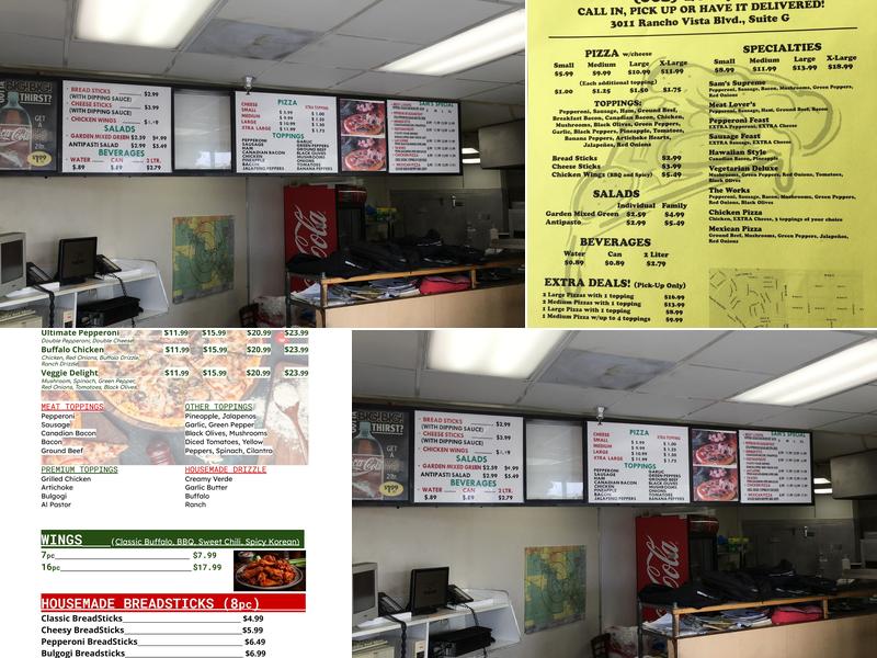 Sam's Pizza Menu