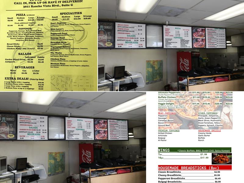 Sam's Pizza Menu
