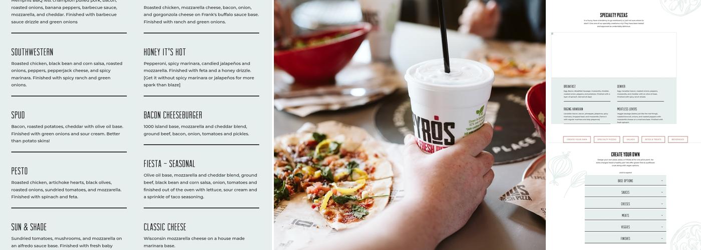 PYRO'S Fire Fresh Pizza Menu