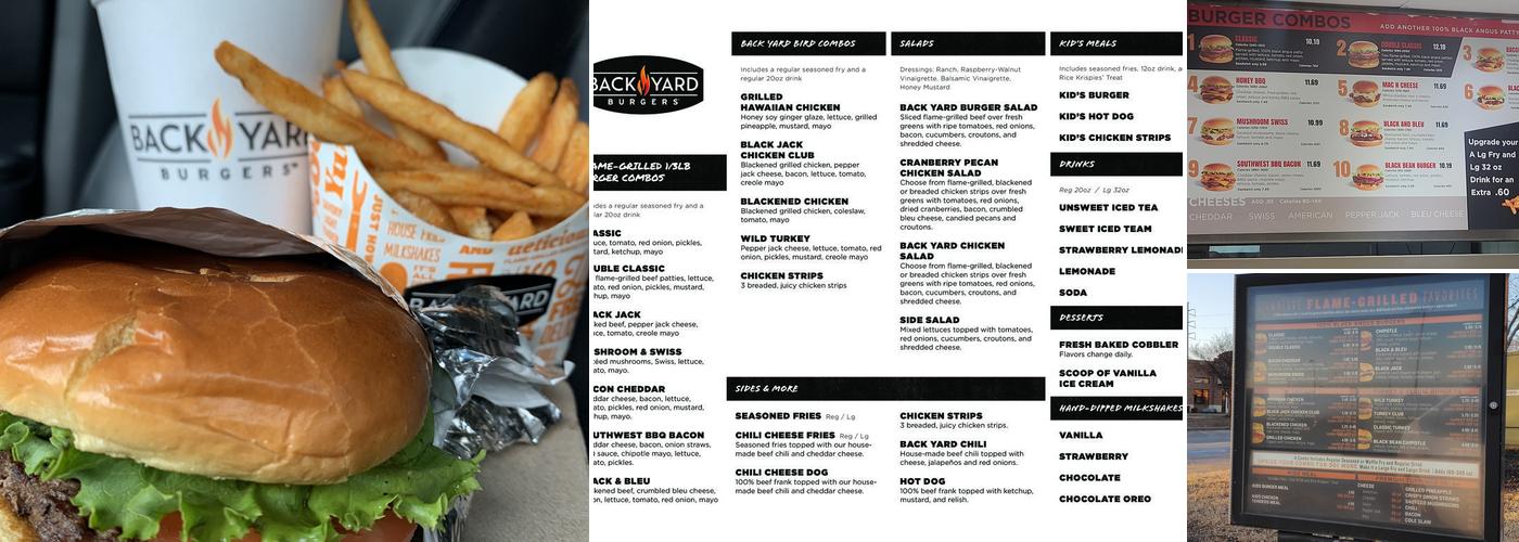 Back Yard Burgers Menu