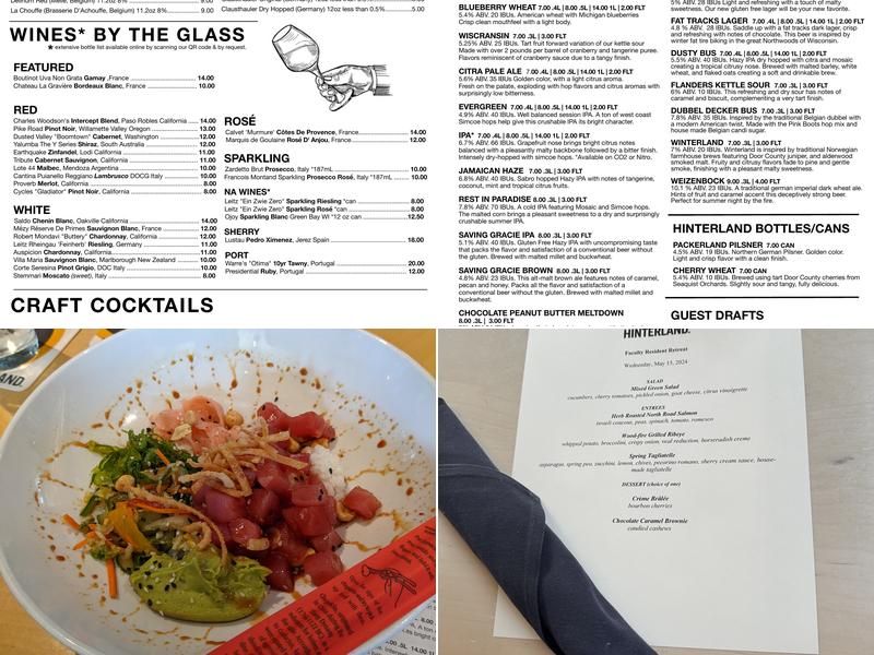 Hinterland Brewery Menu